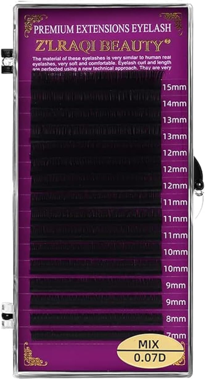 – Eyelash Extension 0.07 Mixed Tray D Curl Volume Natural Lash Extensions Soft Individual 3D False Eyelashes Set Professional Salon Use, 7-15MM ((7-15MM) D Curl-0.07)