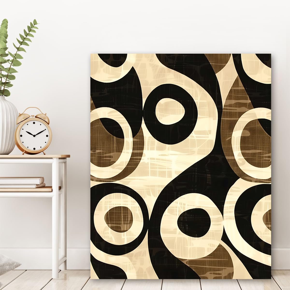 Dekoracja Mid Century, abstrakcyjne geometryczne zawirowania ścienne