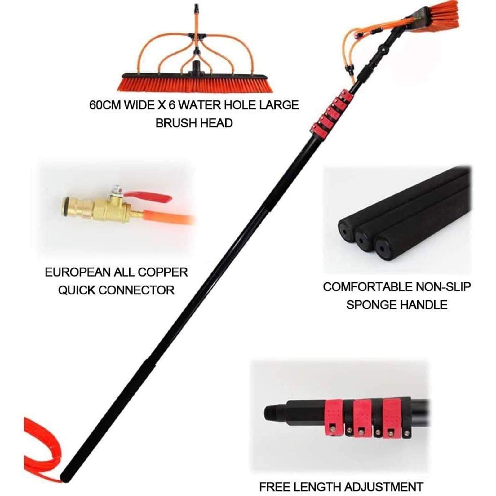 Cepillo de limpieza de paneles solares kit cópico de limpieza de ventanas de 30 pies herramienta eficiente de mantenimiento de paneles solares ideal para el cuidado del sistema fotov