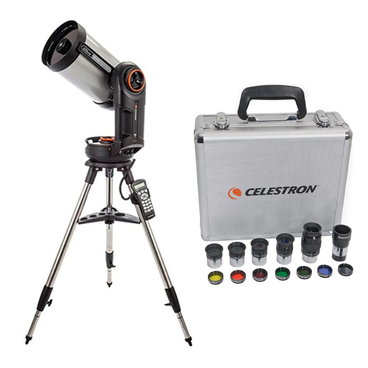Celestron NexStar Evolution 8 Schmidt-Cassegrain Telescope with Integrated WiFi Bundle with Celestron 1.25 inch Eyepiece and Filter Kit and Aluminum