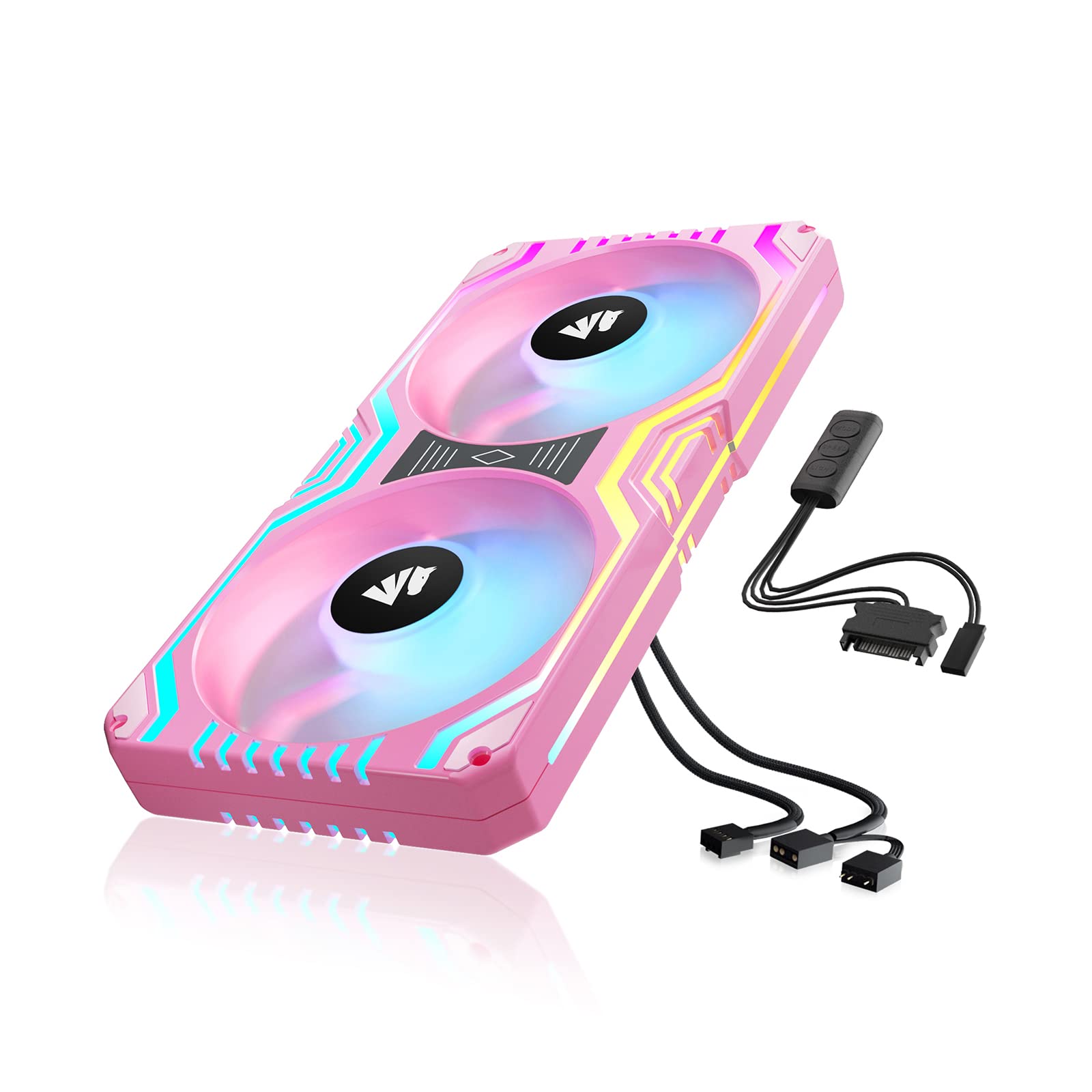 Asiahorse Matrix-Pink 58 Addressable RGB LEDs 240MM All-in-One Square Frame Integrated Fan with MB Sync/Analog Controller, Integrated PWM Control Fan for Computer Case and Liquid Cooling System