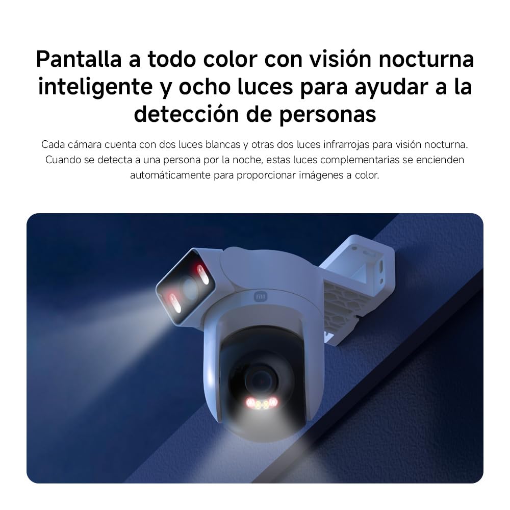XIAOMI Cámara Exterior CW500 Dual - Calidad de Imagen Ultra HD Doble 2.5K, Detección AI, Wi-Fi 6 de Doble Banda, Chip de Seguridad