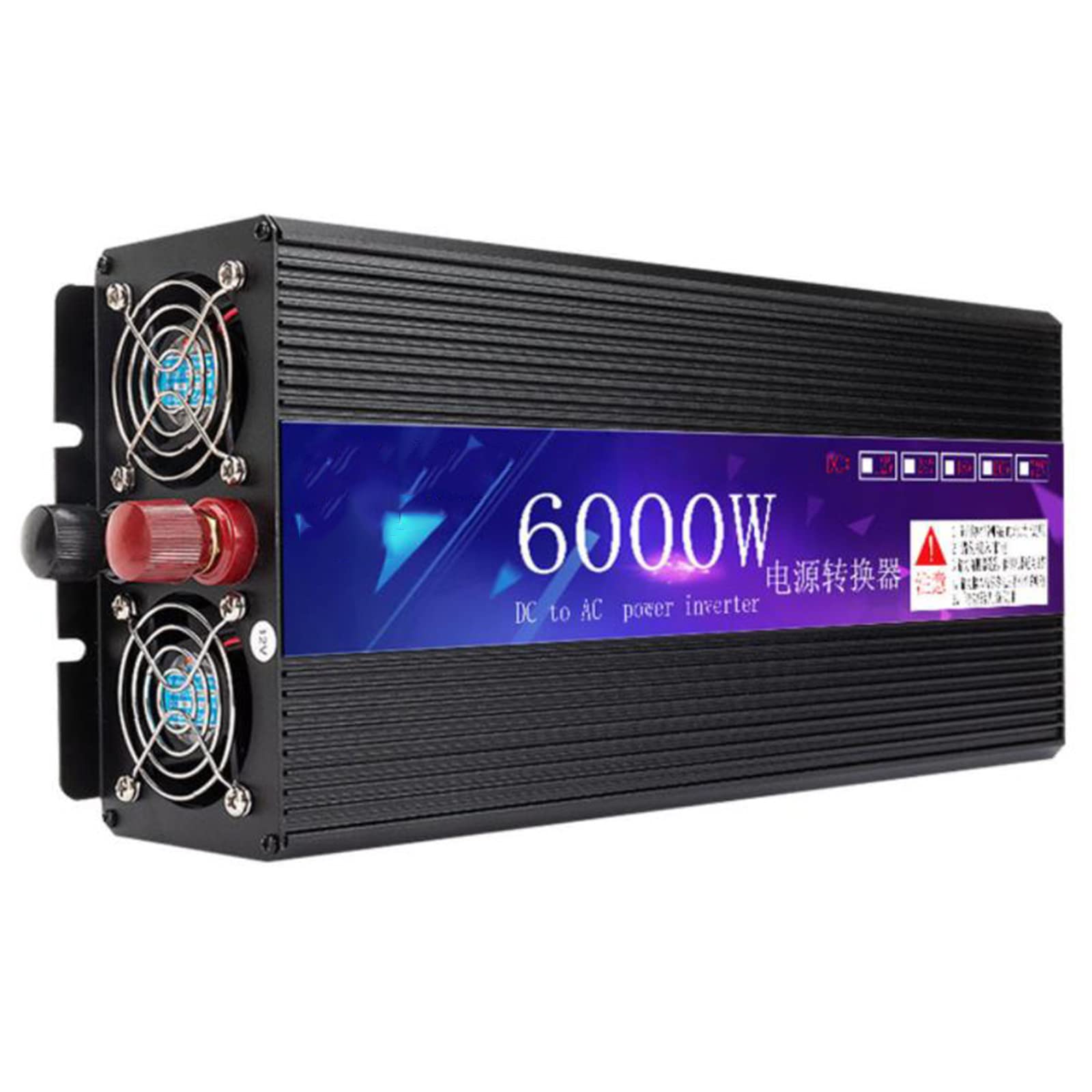 NYANS Inversor Onda Sinusoidal Modificada 1600W 2000W 4000W 5000W 6000W 7000W Potencia Máxima, DC 12V 24V 48V 60V a AC 220V Convertidor Voltaje para Automóvil, con Ventilador Refrigeración,6000W-48V