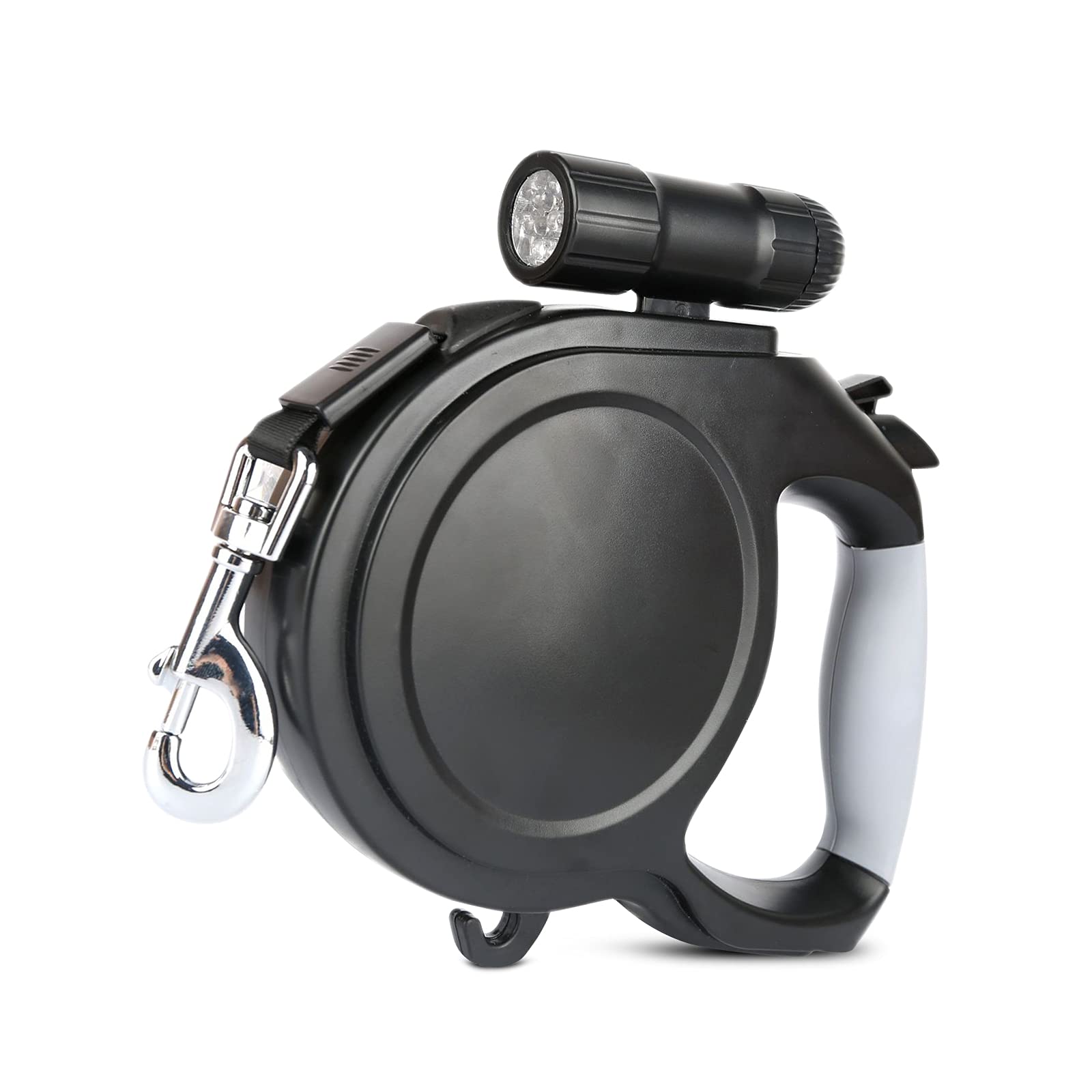 PETCUTE Guinzaglio Estensibile per Cani e Gatti Fino a 30kg, guinzagli Automatico con Torcia a LED, Nastro in Nylon Resistente,impugnatura antiscivolo,Sistema di Sicurezza per Freno e Blocco Nero 8M