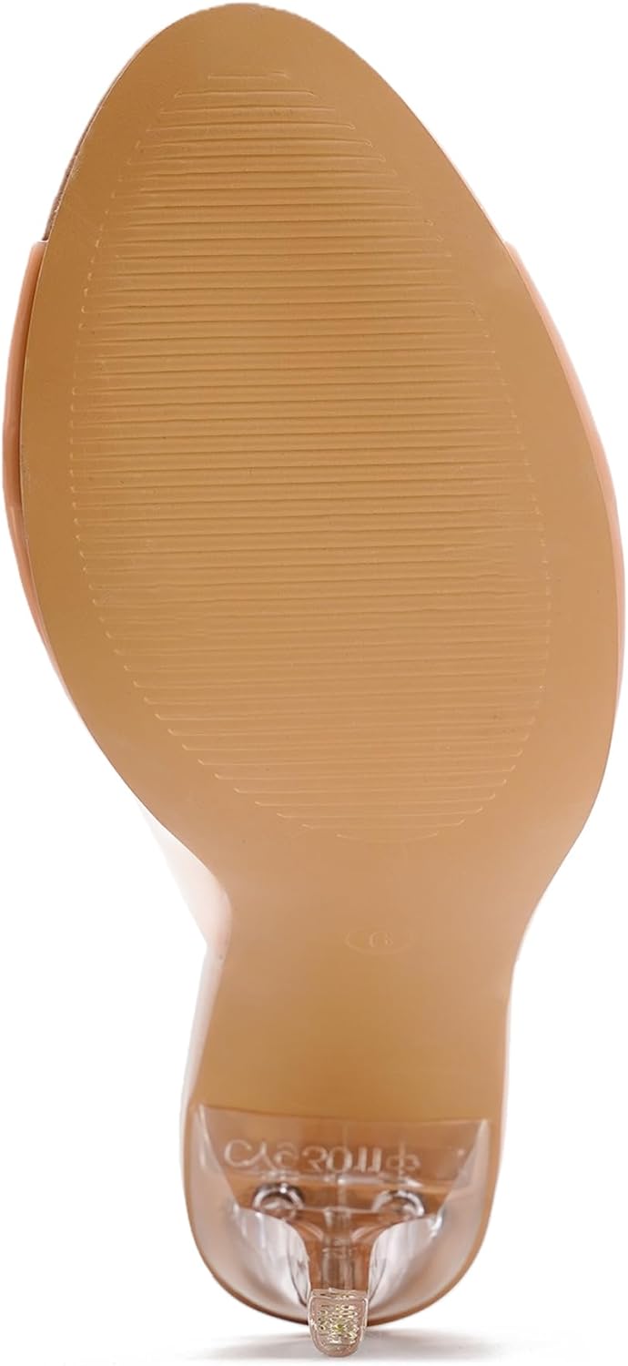 Cape Robbin Women's Stiletto Slip OnClear High Heels Sandals - Transparent Heeled Sandals for Women - 3.75-inch Dress Shoes - Sexy Open Toe Heels for Women (Barbara-anne) - Image 9