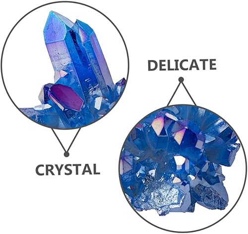 Miniatura 3 de DECHOUS Geoda de racimo de cristal natural, geoda de cuarzo azul crudo, pequeños cristales curativos para decoración del hogar, curación, meditación