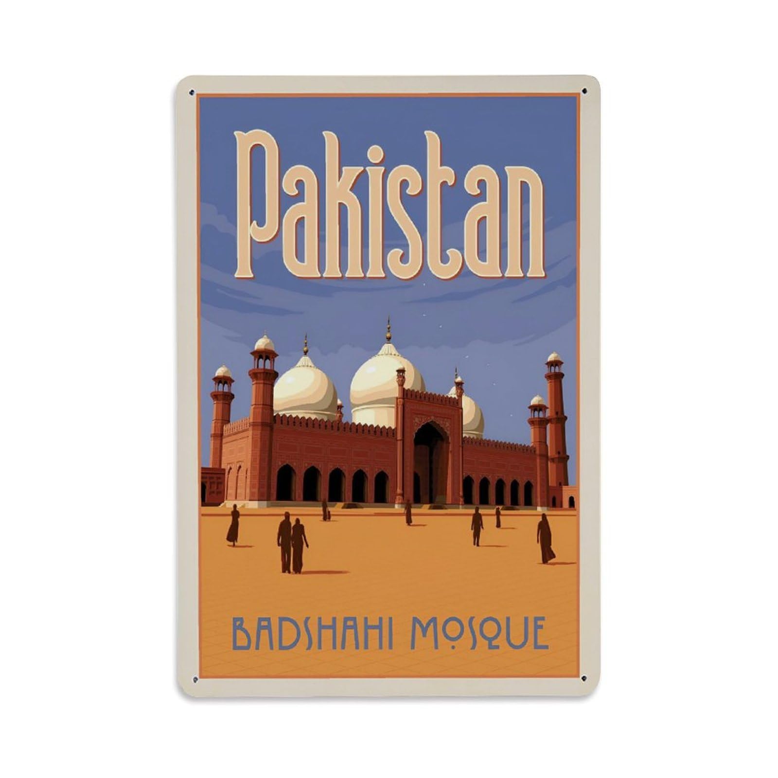 Vintage Travel Poster Pakistan Metal Tin Sign Wall Decor for Cafe, Club, Garden Metal Poster 8x12Inch