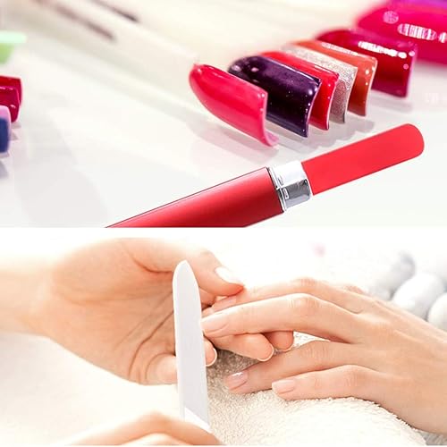 Miniatura 6 de Paquete de 12 limas de uñas de vidrio con estuche, limas de uñas de vidrio de doble cara, juego de manicura de colores mixtos