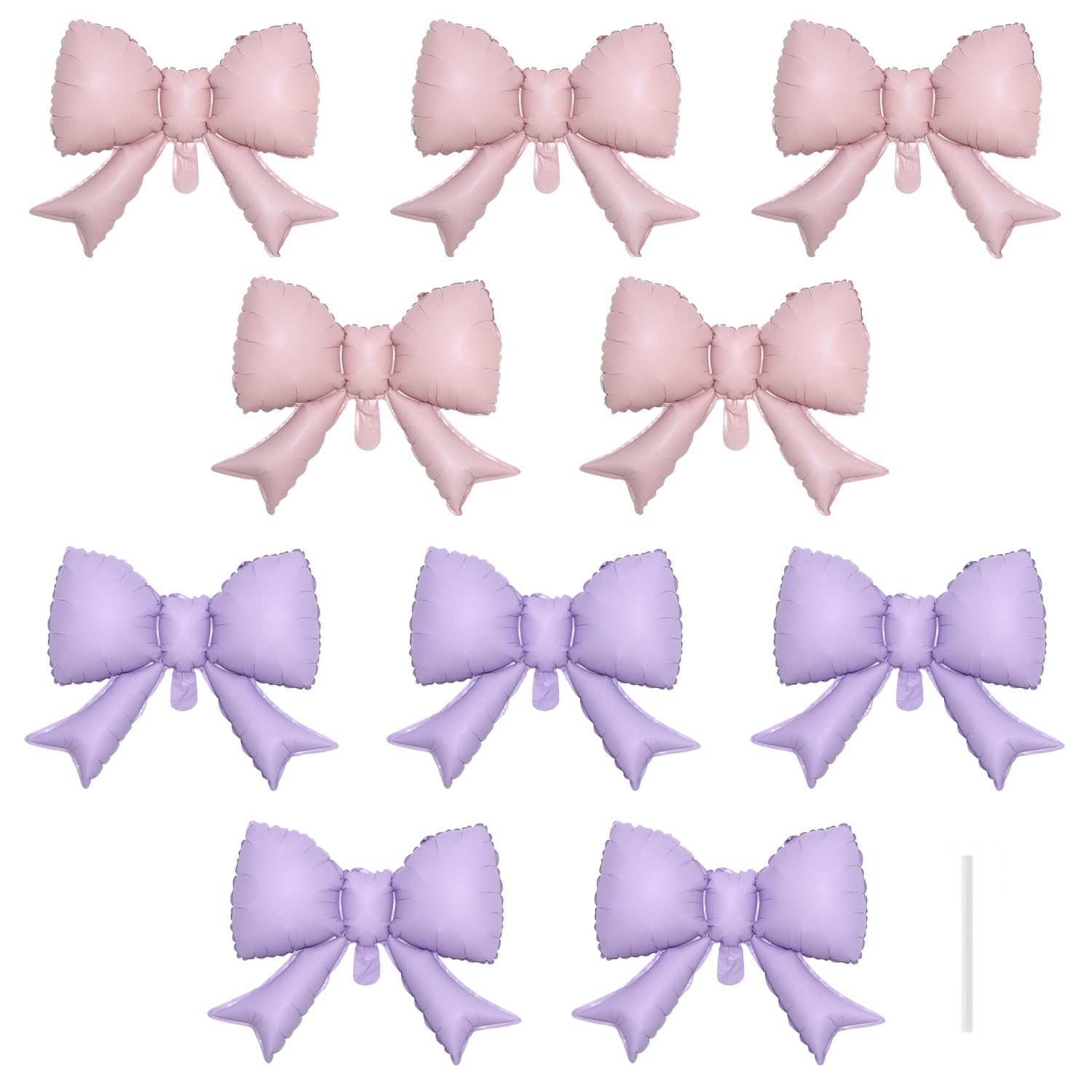 Photo 1 of 10 Pack Bow Balloons (18 Inch), Pink & Purple Pastel Foil Balloons for Coquette Aesthetic Party Decor, Large Self-Sealing Bow Tie