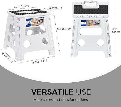 Miniatura 84 de Acko. Taburete plegable de 13 pulgadas de alto, resistente, para niños y adultos, cocina, jardín, baño, taburete con escalón. Blanco,Negro