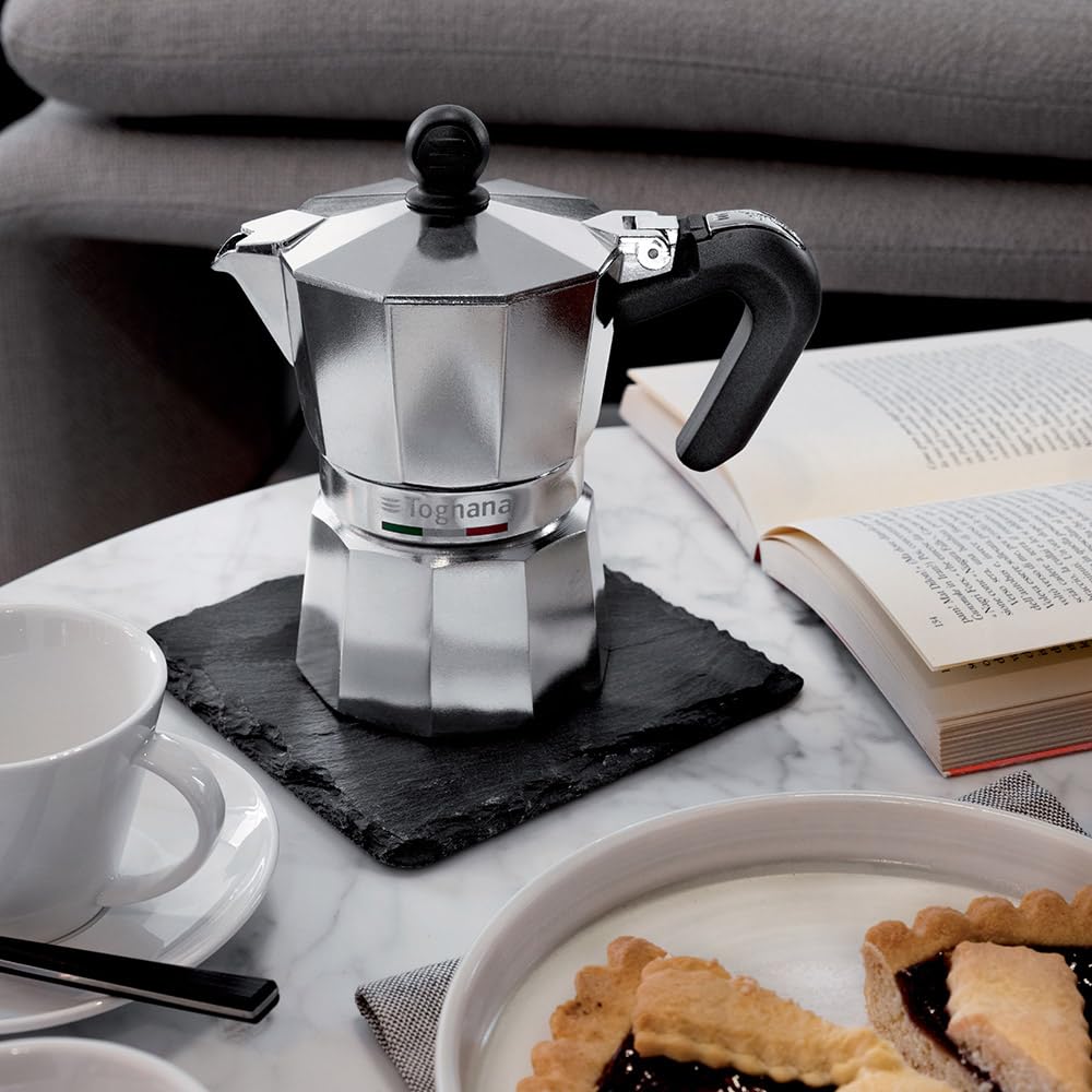 Tognana Authentika, Caffettiera 3 Tazza, 0.18 L, Alluminio Argento, Made in Italy