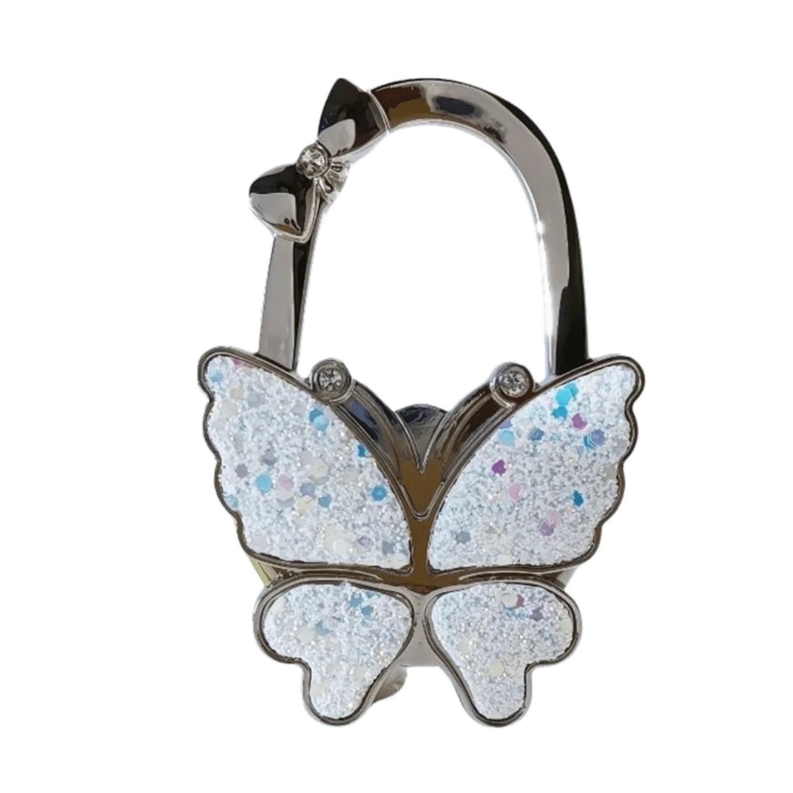 LCKKJHG 2pcs Pretty Butterfly Handbag Hook for Women Foldable Creative Purse Portable Table Hanger(White)