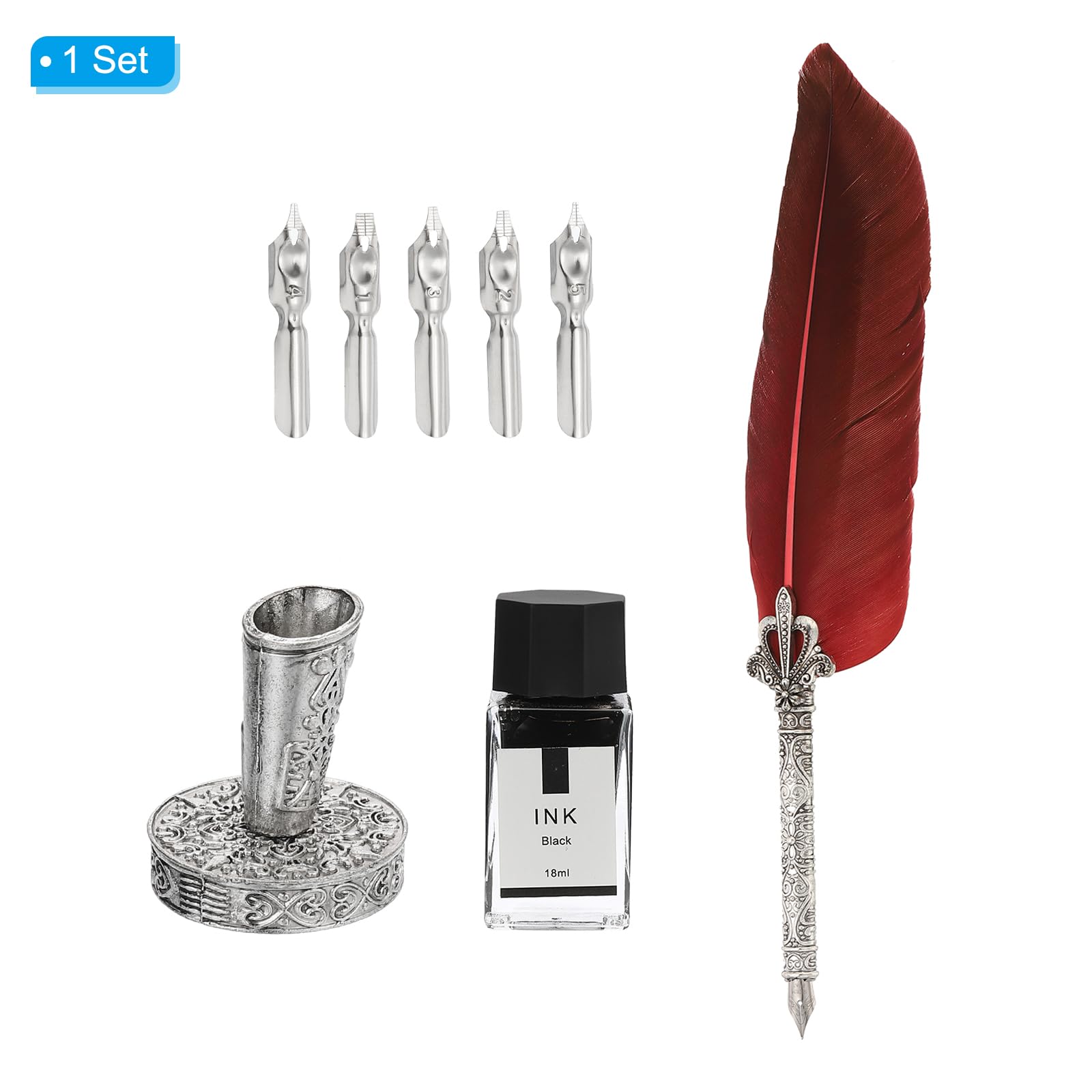 PATIKIL 26cm/11 Carved Feather Pen Set - Image 3