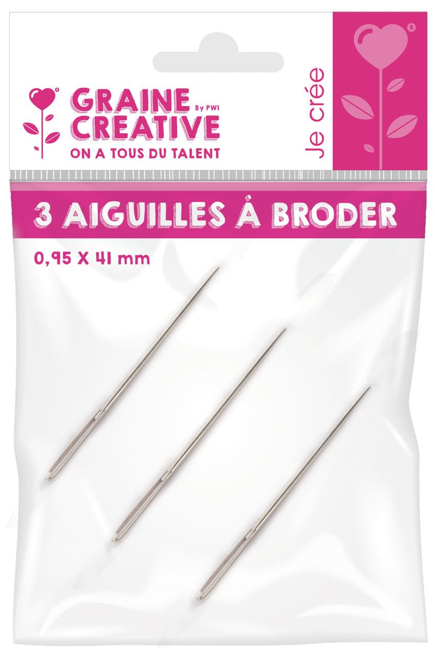 3 Embroidery Needles 4.1 cm x 0.95 mm