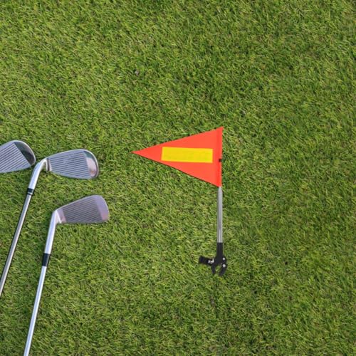 Image of balacoo Telescopic Golf Cart Flag Pole Reflective Orange Safety Flag for Golf Carts Wheelchairs and Bicycles High Visibility Triangular 20.47X11.81 Inches