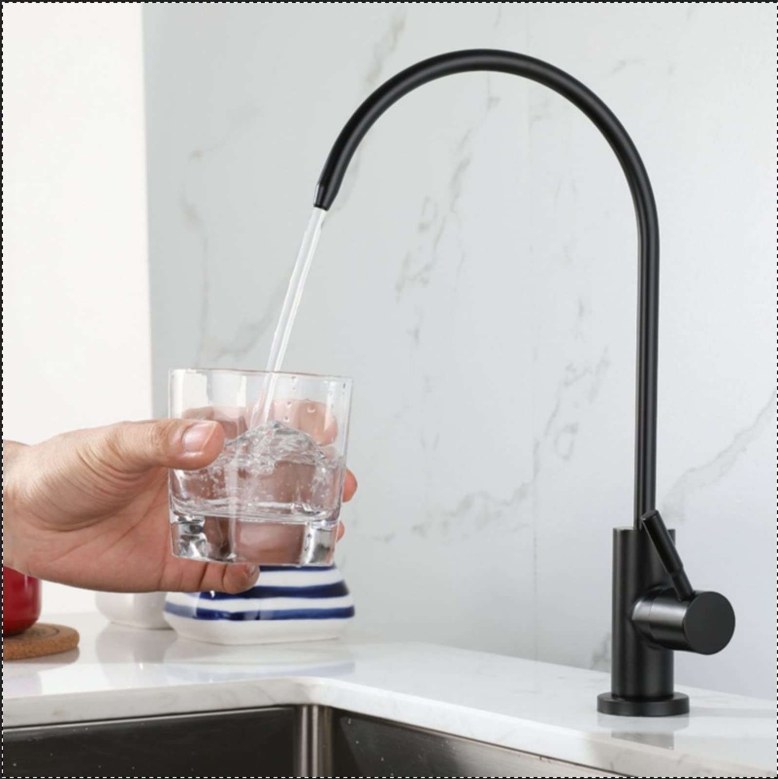 Grifo con Filtro De Agua para Fregadero De Cocina, Grifo De Agua Potable De Acero Inoxidable Negro, Grifo De Cocina