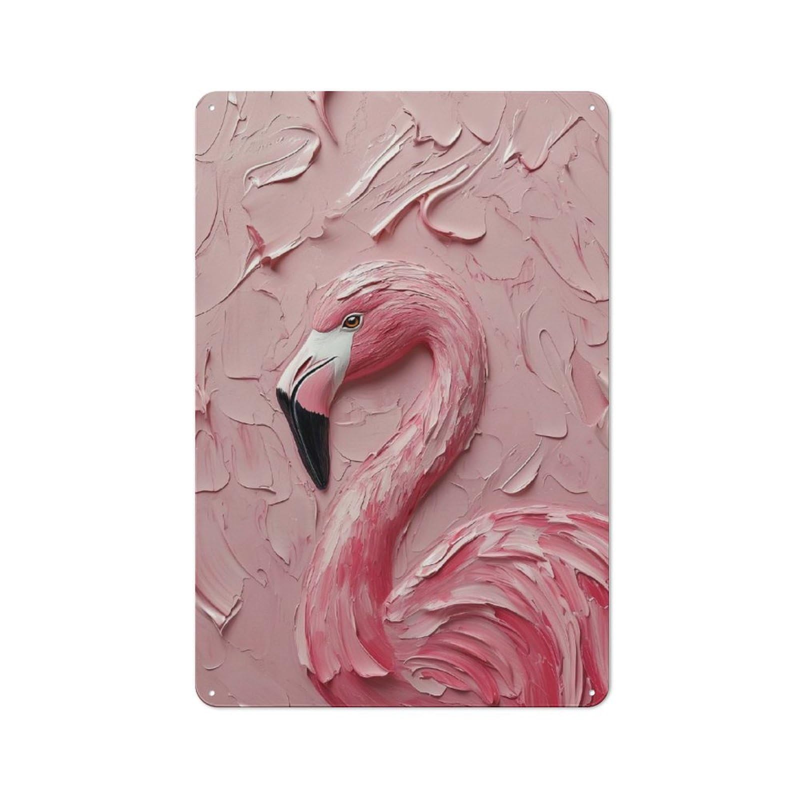 Junmoney Pink Flamingo Painting Printed Metal Sign 30X20cm For Café Or Restaurant, For Hospitality Interior Collectors