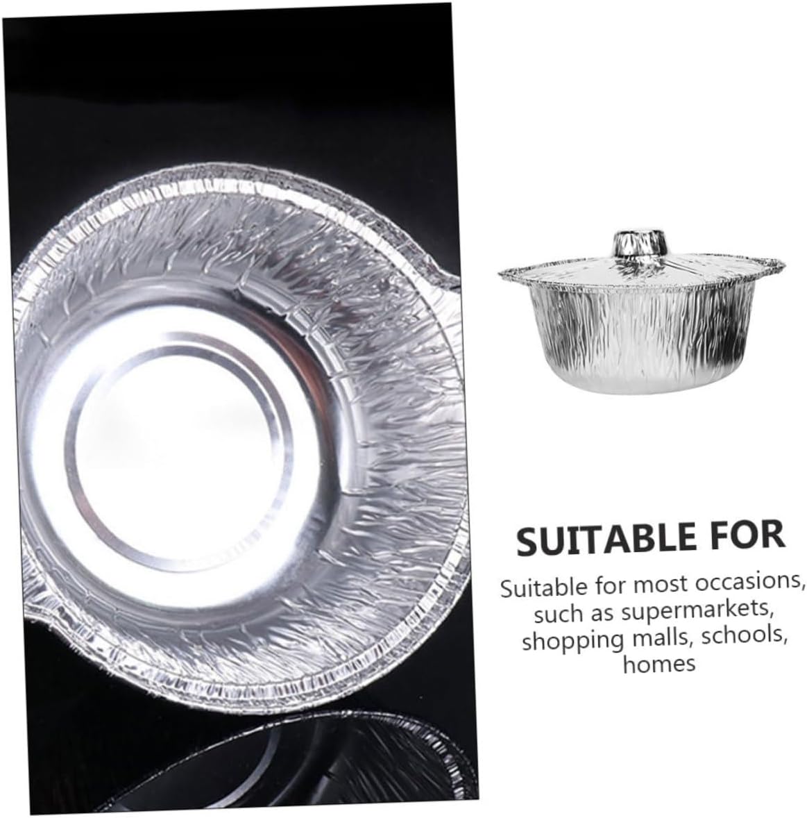 ORFOFE 5pcs Barbecue Accessory Aluminum Tins Lids Covered Baking Pot Food Storage Container