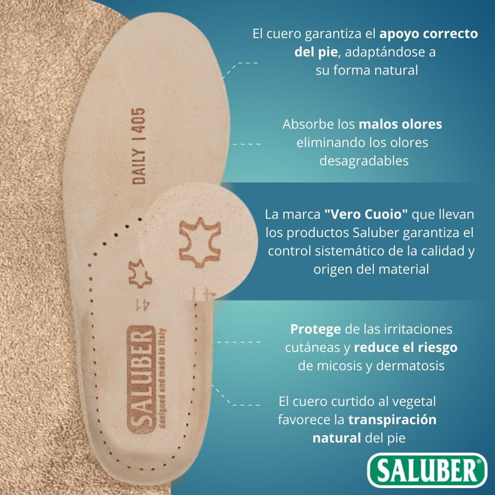 Plantillas Saluber Style Daily 405, ortopédicas, tecnología Poron+, membrana de carbón activo, elimina olores, plantillas de zapatos de acción transpirables, hombre y mujer, absorción de golpes (38)