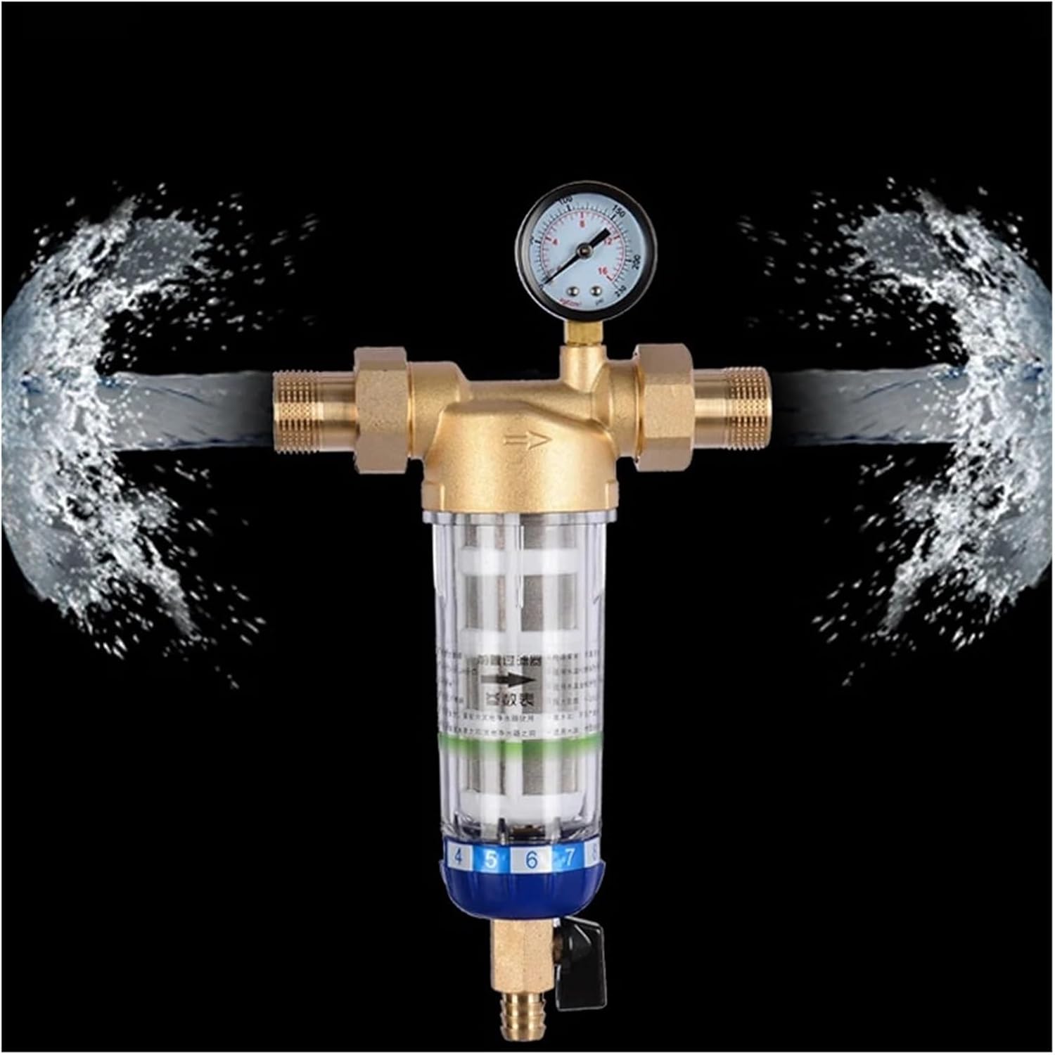 Water Purification Filter Pre Filter Backwash Stainless Steel Mesh Purifier Central Prefilter Water Filter Sediment Filtration Whole House Water Filter(QZ05DN15)