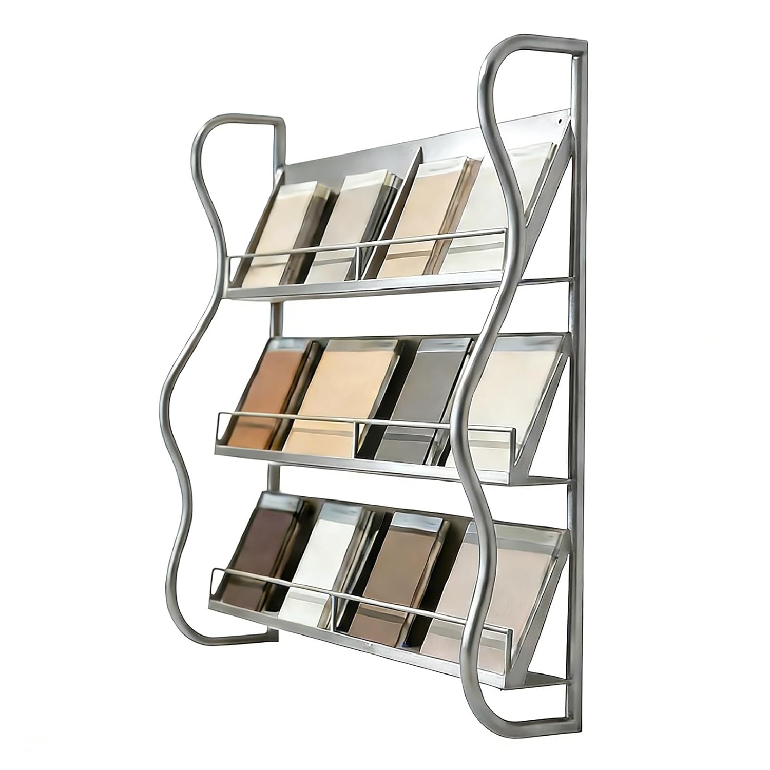 Metal Tile Sample Display Shelf, Retail Stores/Exhibition Large Storage Rack Wall Hanging, for Wooden Flooring Color Swatch(Silver,Medium)