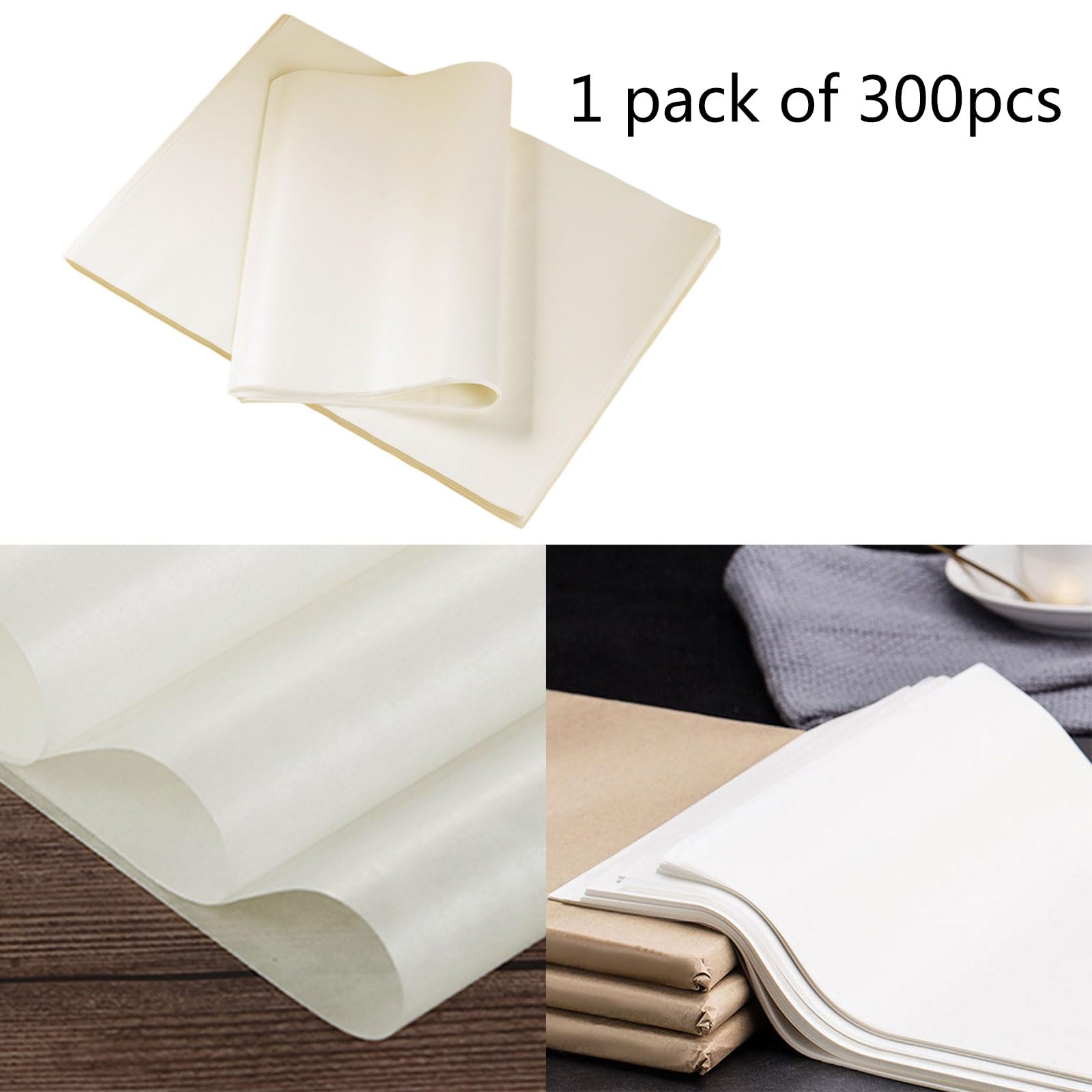 300 piezas de papel de cocina para hornear, pergamino para cocinar, asar eficientes, pergamino para cocinar y hornear