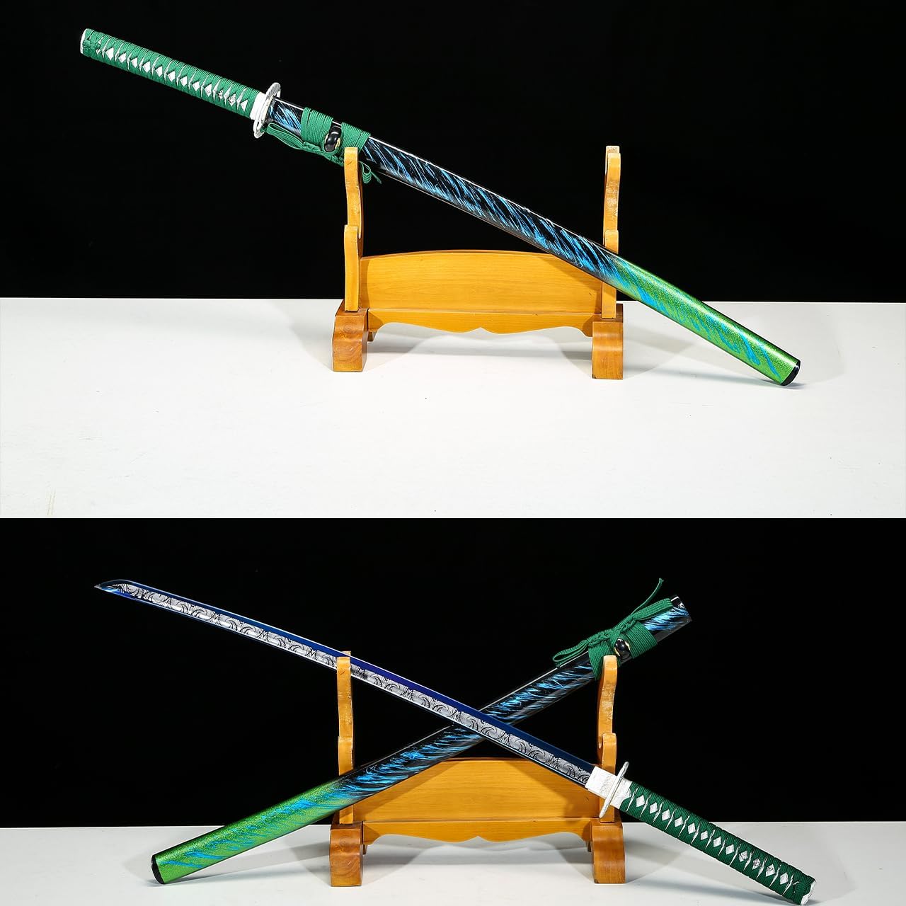 Kamaiwo-1045/1060 Handmade Hand Forged Authentic,Japanese Katana Samurai Swords are a Unique Gift for Men - Full Tang High Carbon Steel Makes a Memorable for Martial Arts Collectors,Blue - Image 5