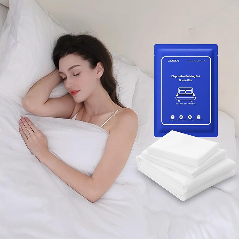 Disposable Bed Sheet Queen Size, Disposable Sheet for Travel 1 Pack | Disposable Sheets with Quilt Cover and Pillowcase,Travel Sheet for Hotel Travel Essentials for Business Trip, Cruise,SPA