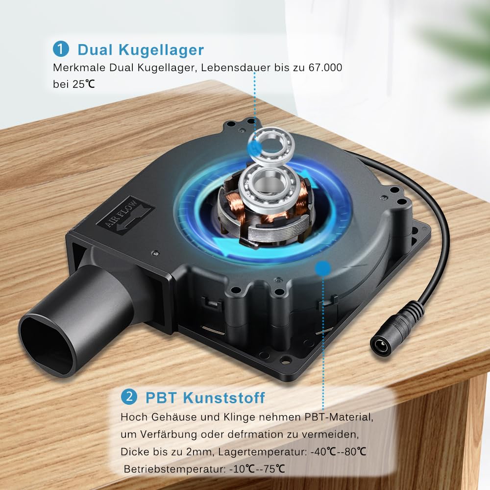 GDSTIME Ventilador de 120 mm, 230 V, ventilador radial, 120 mm x 32 mm, ventilador de turbina, doble rodamiento de bolas de 4 V - 12 V, turbinas regulables, turbinas turbinas turbo para PC, ordenador