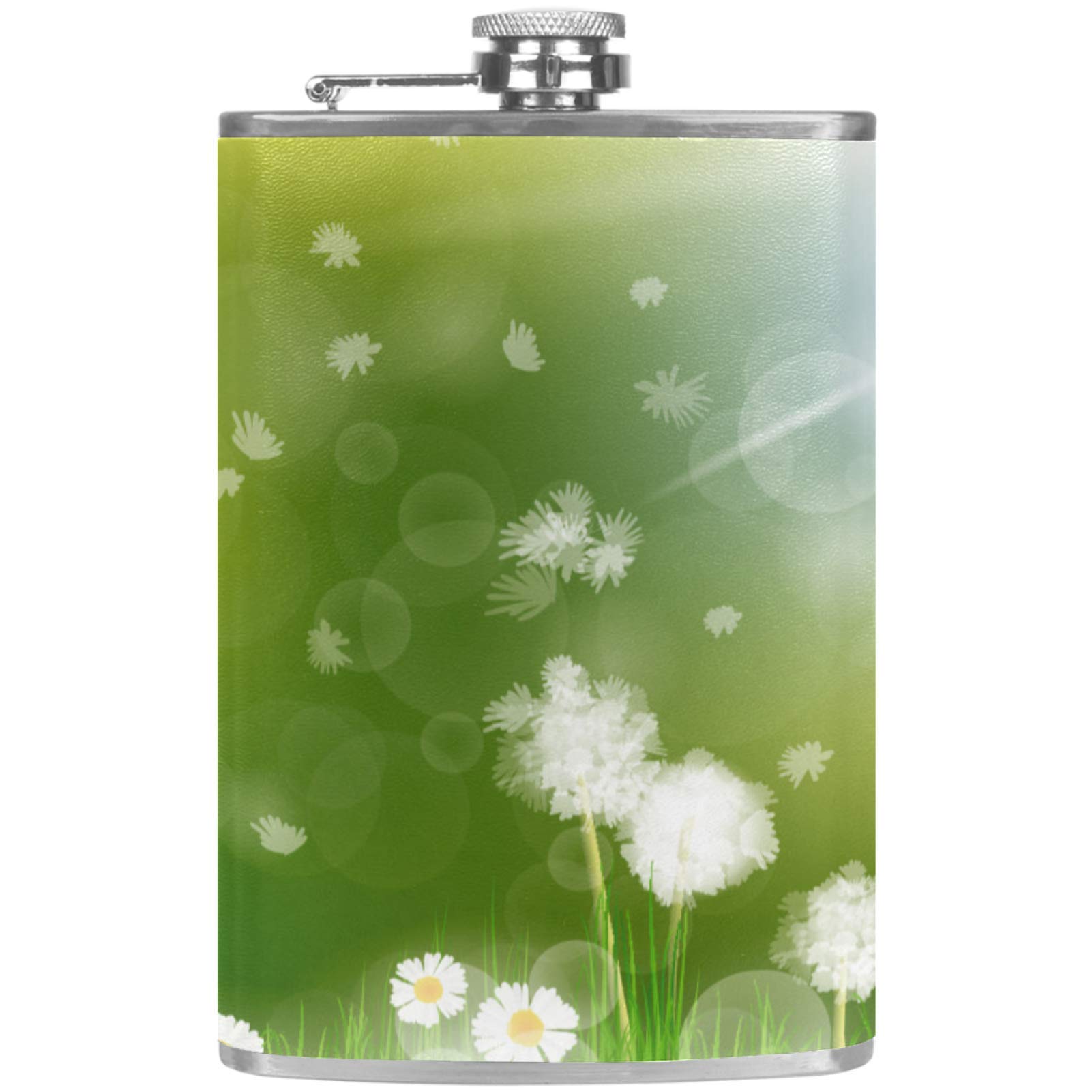 Flasque à whisky haut de gamme finitions cuir vert avec entonnoir de remplissage