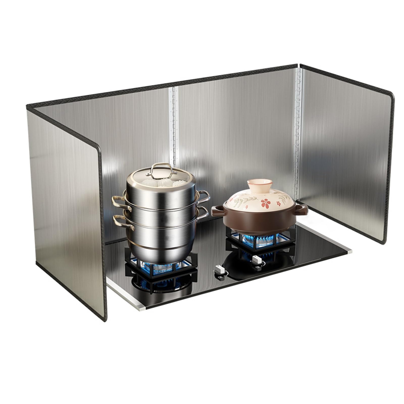 AFQBOEQXY Splatter Guard Splash Back, Stove Splatter Guard Stainless Steel Foldable Silver Multiple Sizes(60x45x80cm)