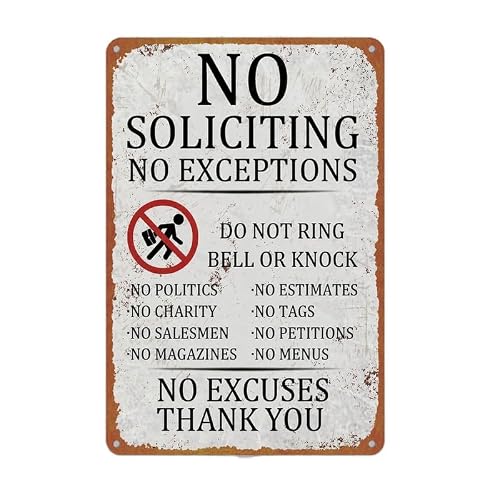 No Soliciting Vintage Metal Sign Wall Decor 8x12 Inch