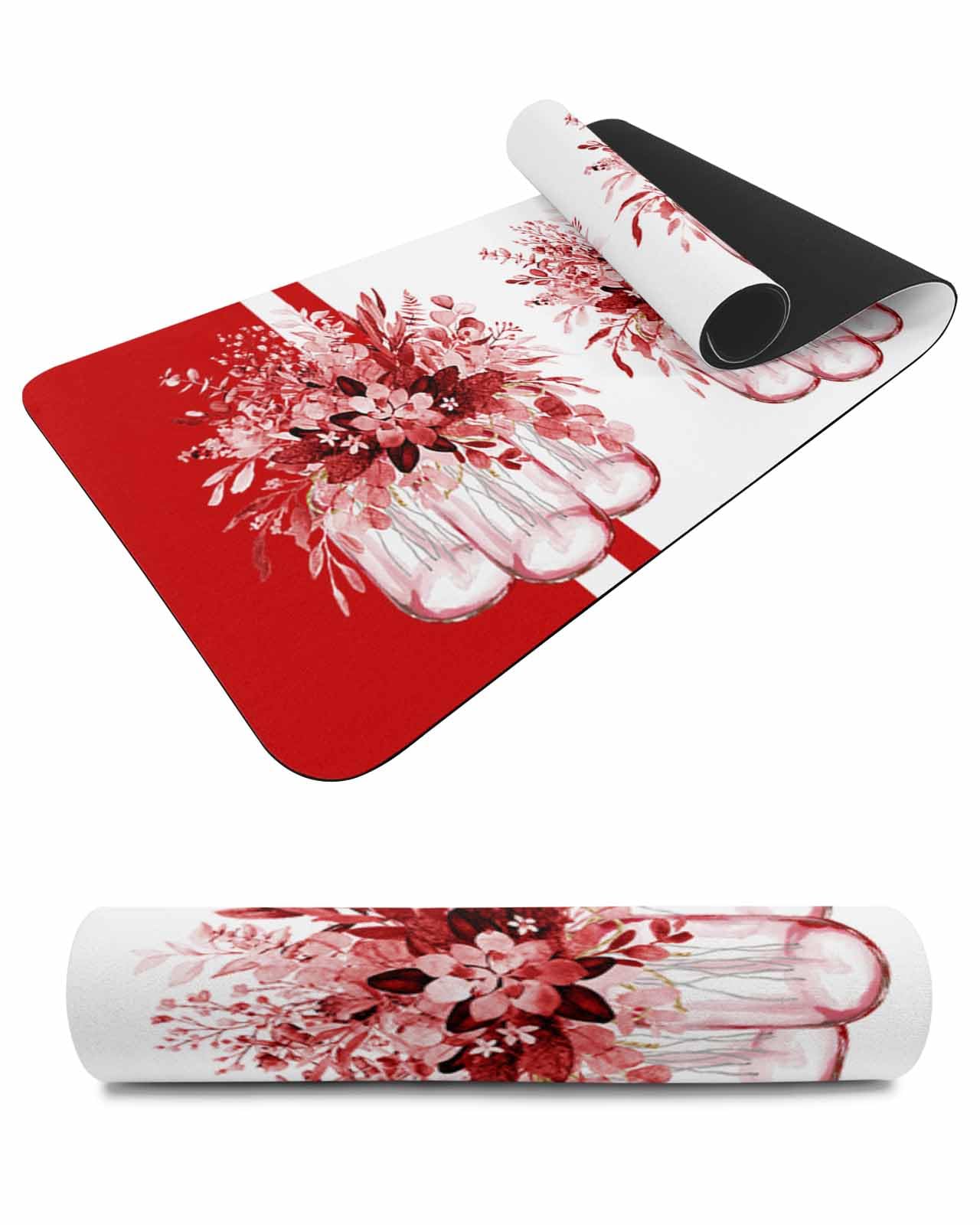 Debedcor Heat Proof Table Pads Waterproof Decorative, Red Eucalyptus Non-Slip Table Countertop Protector, Farmhouse Spring Summer Botanical Floral Insulation Mat for Kitchen Room, 40 x 12 Inches