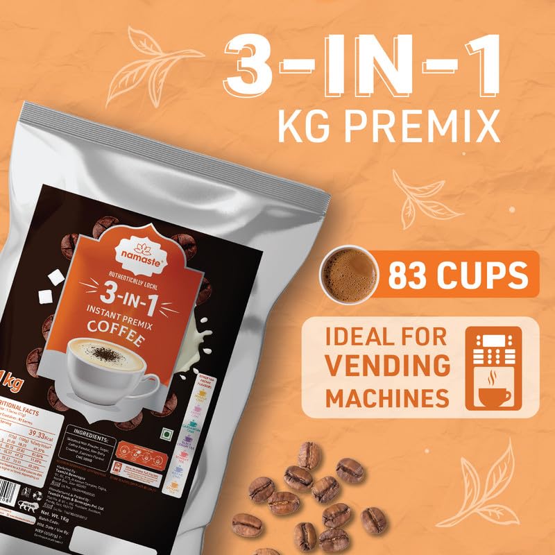 Image of Namaste Chai Instant Premix Coffee 1Kg, 3 In 1 Premix Coffee For Vending Machines, Coffee Powder Packet 1 Kg Pack