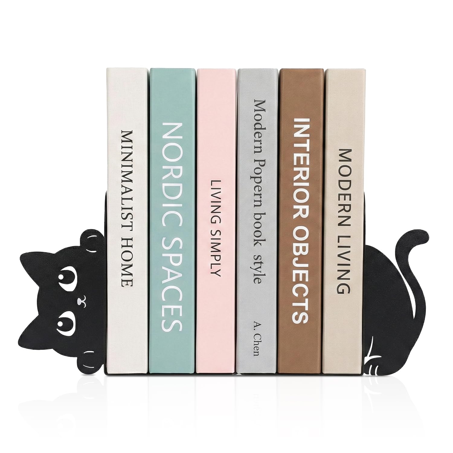 Sujetalibros de Metal con Gato Asomado Juego de 2, Sujetalibros Decorativos para Estantes, Librerías, Oficina y Escritorio, Regalo para Amantes de los Gatos y los Libros