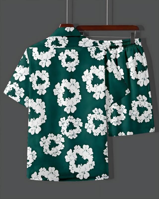 Image of Men's Printed Co-Ord Set | Plus Size Casual Shirt & Shorts Set | Nightwear Pajama Suit, Loungewear, Beachwear & Vacation Outfit Design No Shirt-Short Set10-Parent