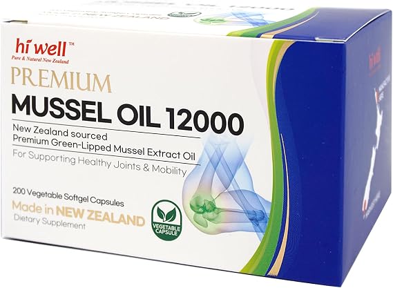 Hi Well Premium New Zealand Green-Lipped Mussel Oil //200 Softgel Capsules//Made in New Zealand //Sourced from Pristine New Zealand Waters(1)