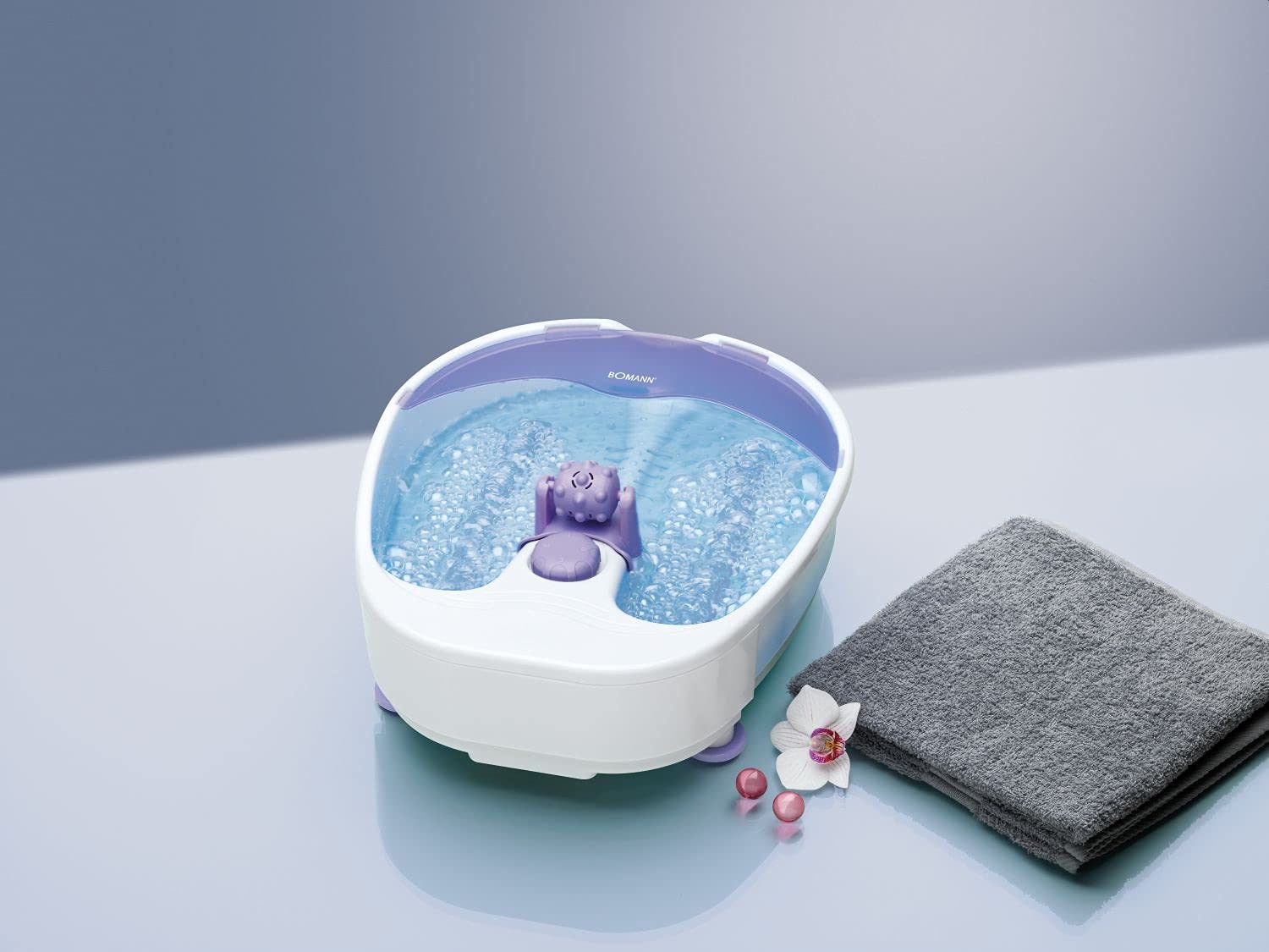 Fussmassagegerät mit 4-Stufen Fußbad Fußreflexzonen-Massage Fuss Füsse Fussmassage Sprudelbad (sparsame 90 Watt + Gerät: ca. B 300 x H 120 x T 380 mm)