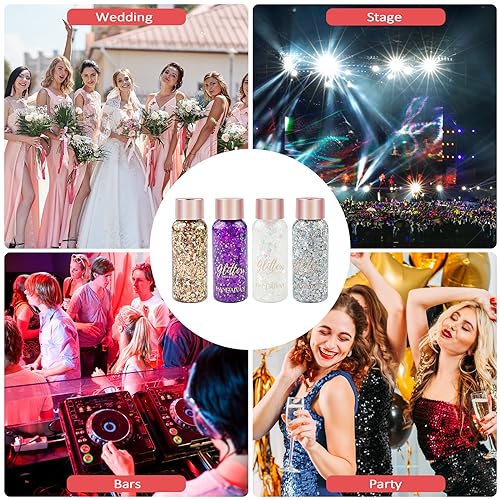 Mesybveo 4 Stück Body Glitter Gel, Mermaid Pailletten Chunky Glitter Liquid Gel, Body Glitzer Flüssiger Lidschatten, Festival Glitzer Gesicht körper, körperglitzer für Haare, Lippen, Gesicht
