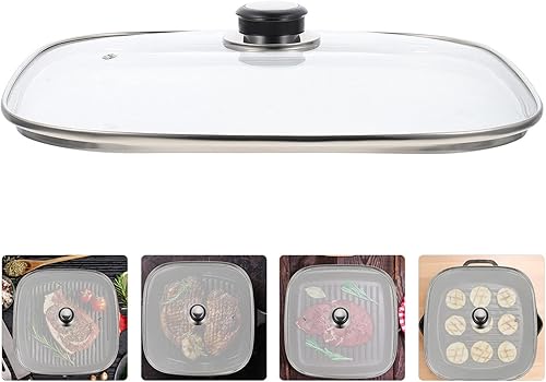 Miniatura 9 de Tapa cuadrada de vidrio templado, tapa cuadrada de vidrio para sartenes de parrilla, 11.8 pulgadas, tapa de sartén ventilada de vidrio templado