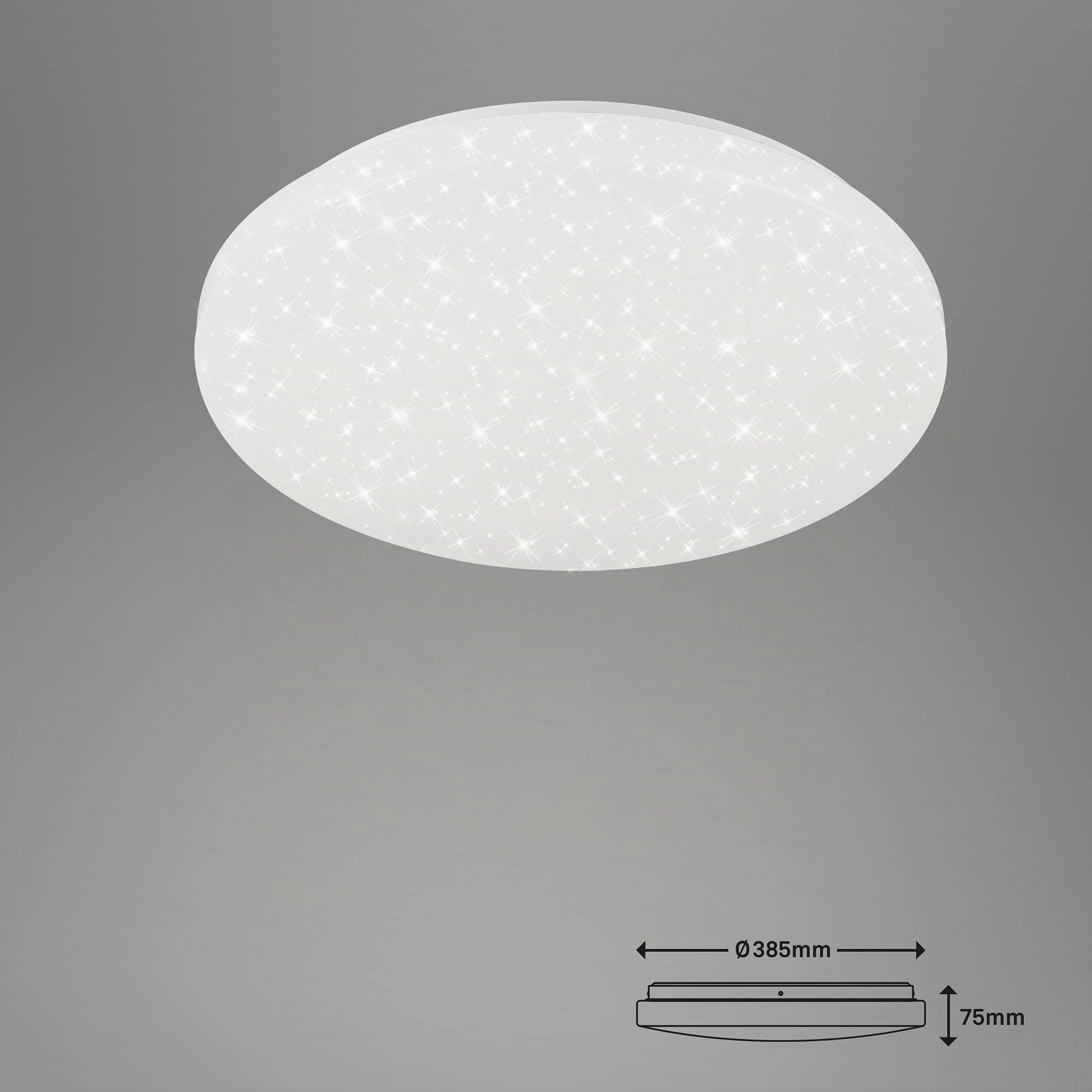 BRILONER Leuchten - LED Badleuchte, Badlampe inkl. Sternendekor, Deckenleuchte 18 Watt, IP44, 2200 Lumen, 4000 Kelvin, Weiß, 385x75mm (DxH), 2360-016