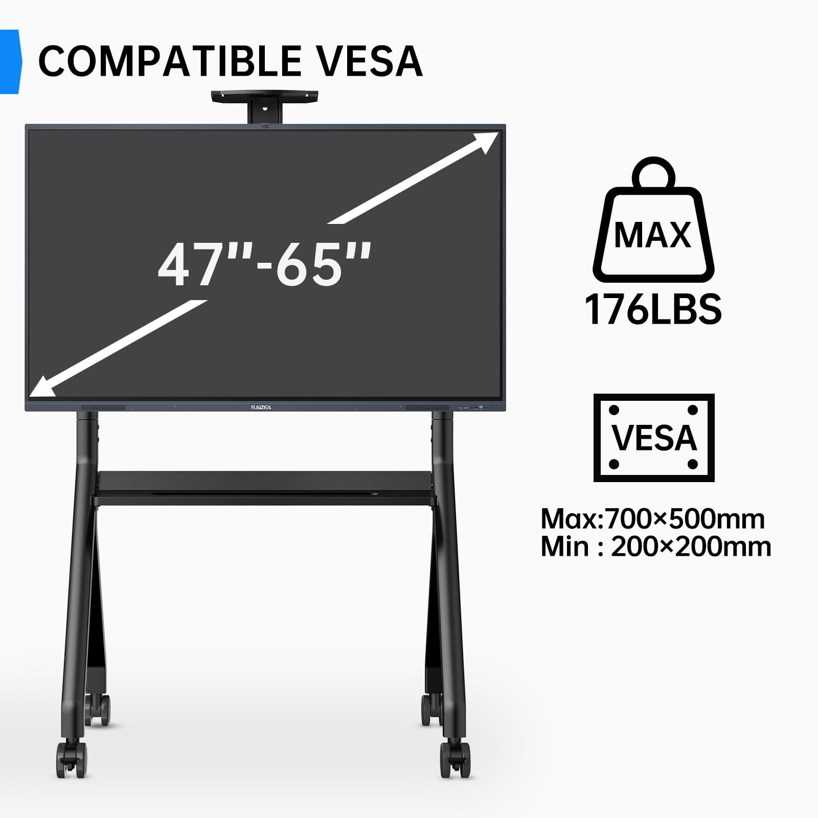 RAIZEA Mobile Smart Board Stand for Interactive Whiteboard 47
