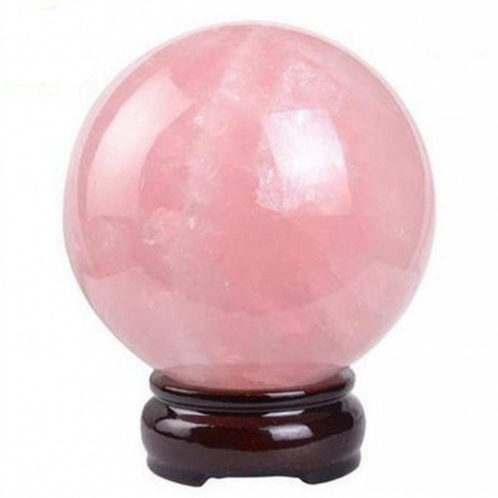NHKSFBLQ Crystal Fengshui Sphere Rose Quartz Crystal Ball with Wood Stand for Scrying,Divination, Quartz Decorative Magic Sphere,15cm/5.9in