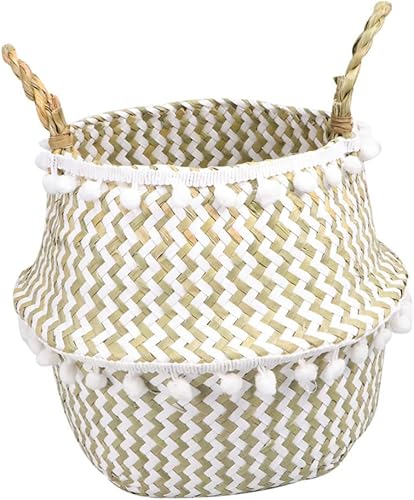 Toddmomy Cestas de guardería para plantas, canastas para pastos marinos naturales, cesta tejida para manta, cesta de almacenamiento de ropa, cesta