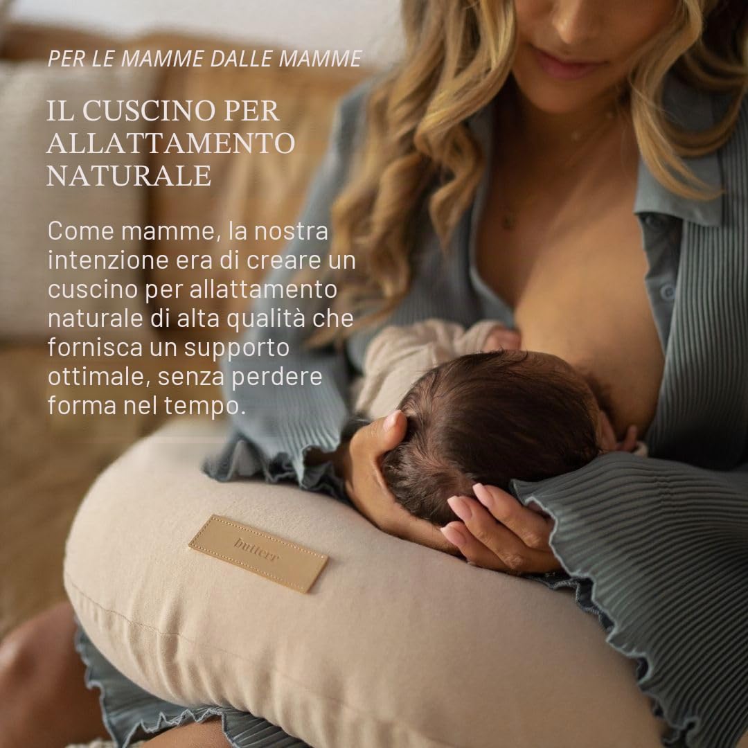 Cuscino per allattamento naturale, supporto posturale, cuscino a base di erbe con fodera rimovibile in cotone biologico (grano)