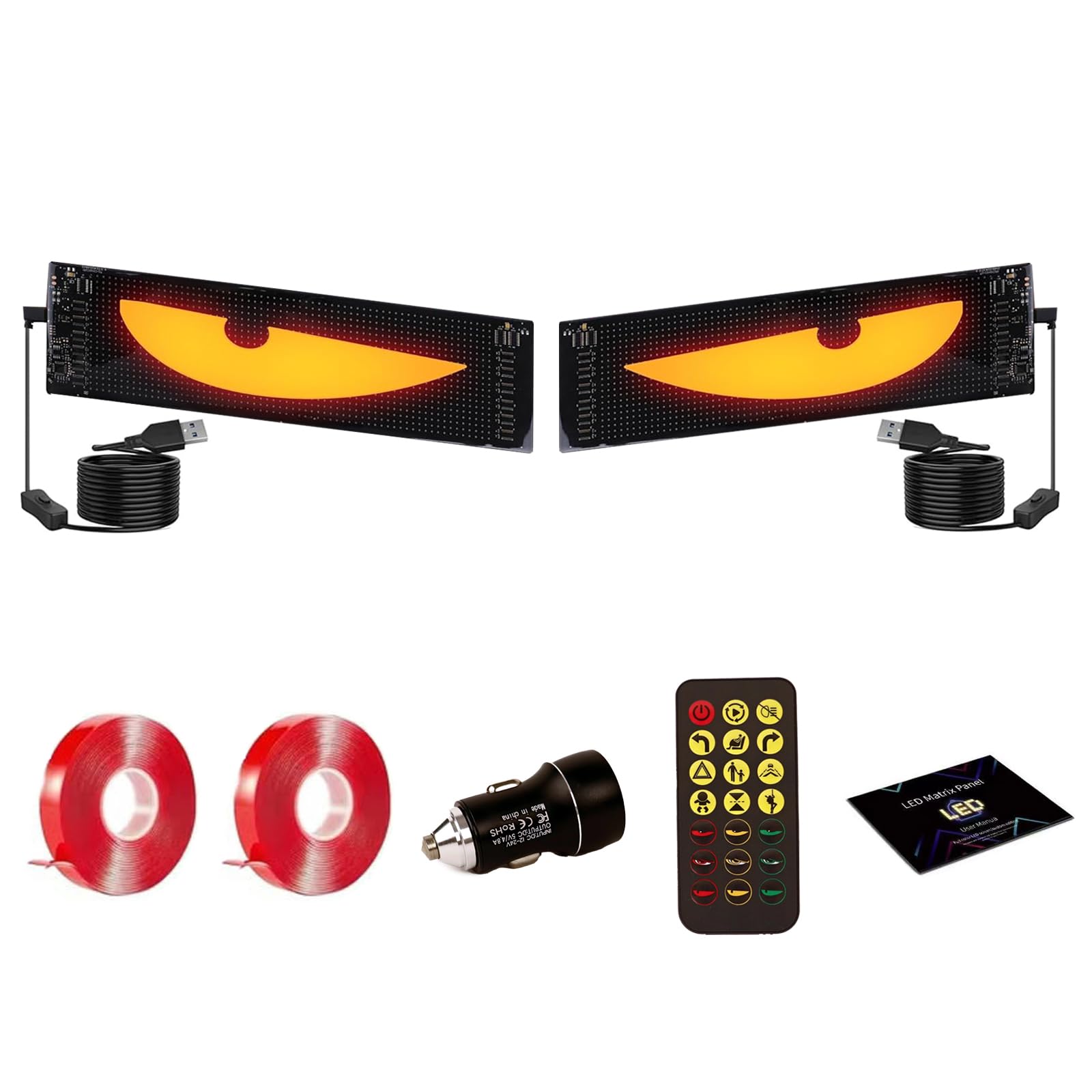 LED Eyes for Truck Windshield, 2PCS 23.6inx4.73in Devil Eyes Light for Windshield, Devil Eyes Light for Car, Truck, SUVs, Idea