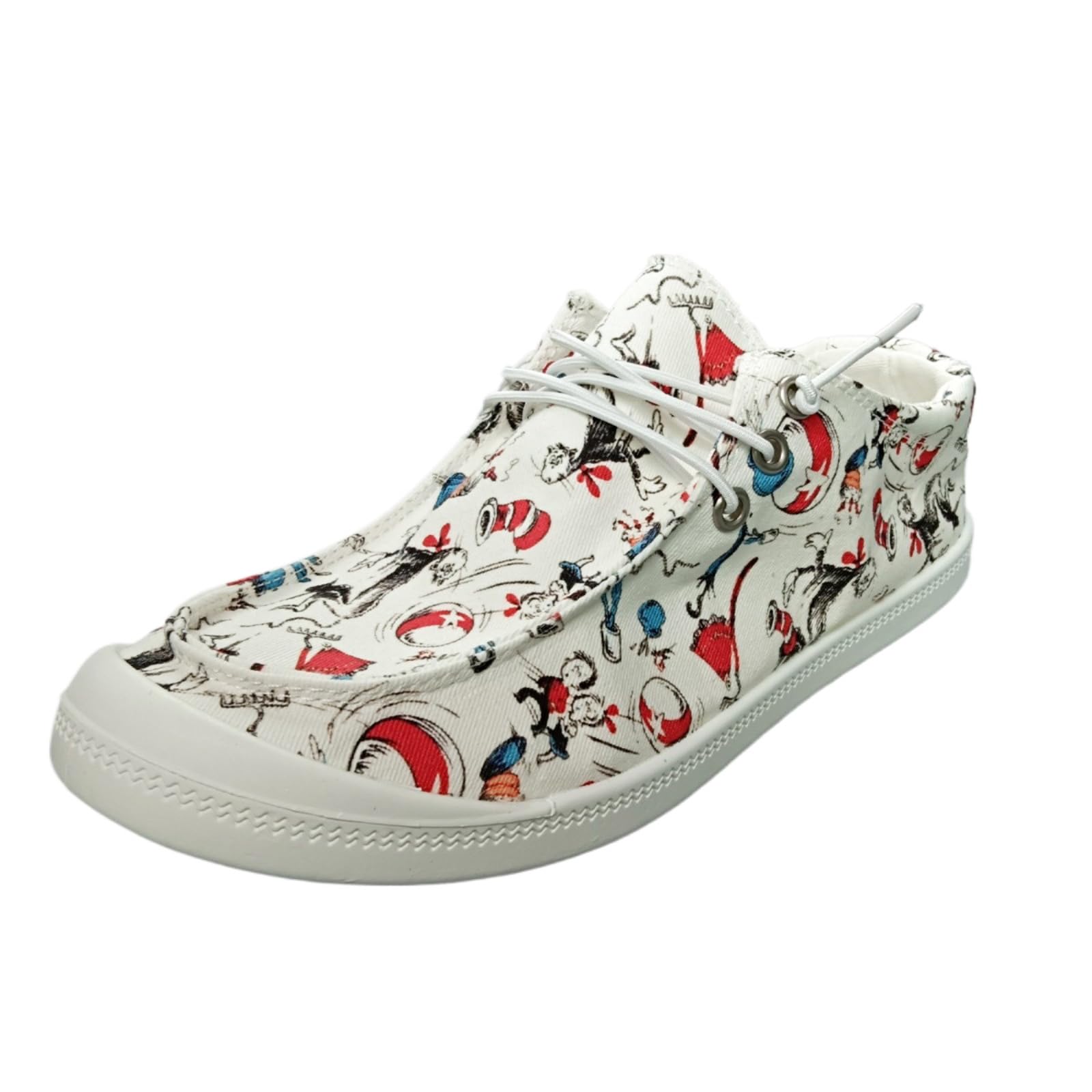 Charming White Cartoon Cat Canvas Sneakers for Fun-Loving, Stylish Young Girls (9), White, 9