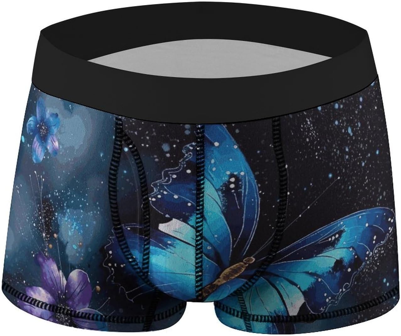 Galaxy Blue Butterfly Mens Boxer Briefs Short Breathable Underwear Trunks Soft Moisture-Wicking Boxer Shorts Novelty Underpants M