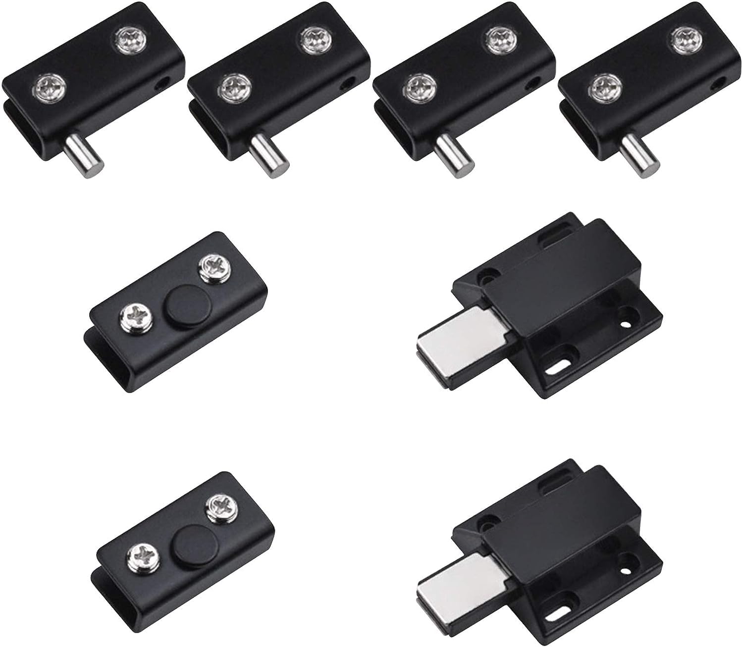 Nviusdsj Single Head Hinges, 4Pcs Frameless Glass Door Black Pivot Hinges Stainless Steel Clips For 5-6Mm Free-Swinging(Single Head)