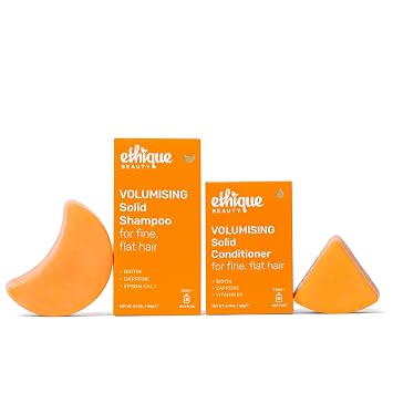 Ethique Beauty Volumizing Shampoo & Conditioner Bar Set for Fine, Flat Hair with Biotin - Plastic-Free, Vegan, Cruelty-Free - 2 Pack